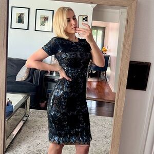 BCBGMaxAzria Blue Sheath Midi Dress